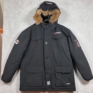 Geographical Norway Expedition Geo Tech Fur Hood Parka Jacket Men's XXL Black